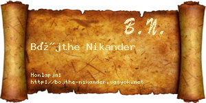 Bőjthe Nikander névjegykártya